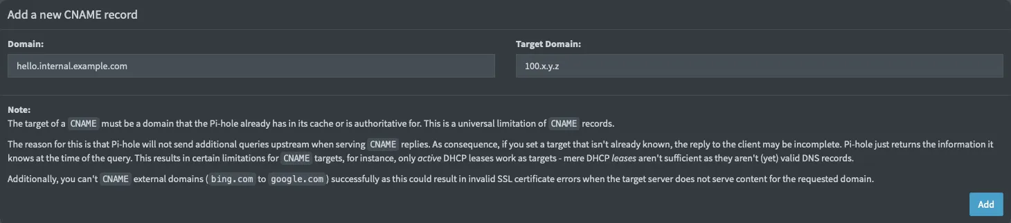 Local DNS Records using CNAME